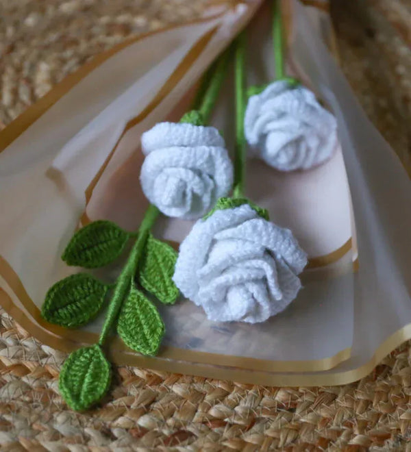 3 PCs Handcrafted Crochet Rose Bouquet - Eazzy Store