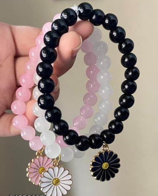 Trio Beads Bracelet with - Tulip Charms