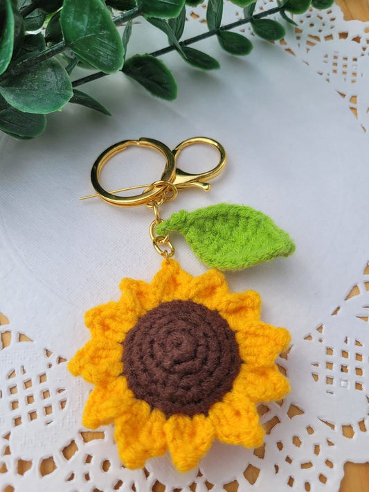 Crochet Sunflower Keychain