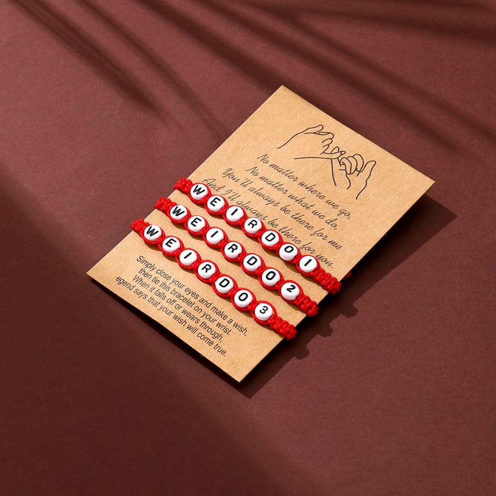 Weirdo BFF Friendship Bracelets for 3 Handmade Matching String Bracelets for Best Friends Couples Women Men