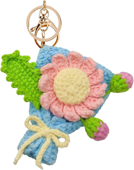 Women Handmade crochet Cute Flower Keychain