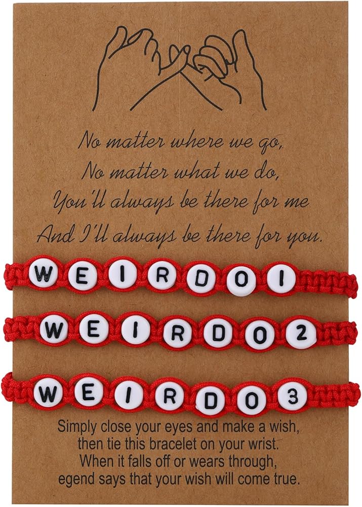 Weirdo BFF Friendship Bracelets for 3 Handmade Matching String Bracelets for Best Friends Couples Women Men