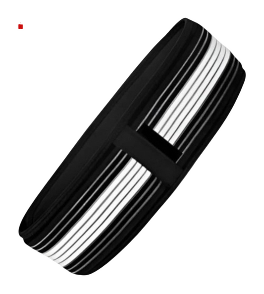 Black and silver belt on a white background