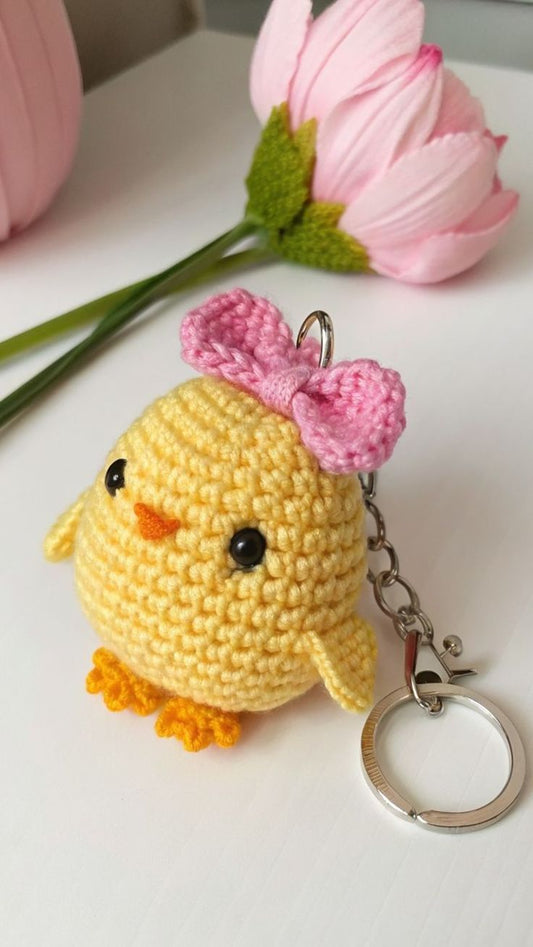 Handmade Crochet Chick Keychain – Cute & Colorful Key Holder and Bag Charm