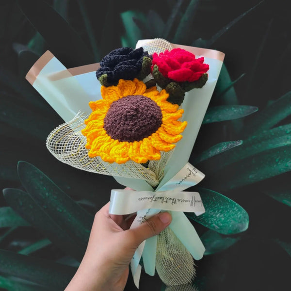 Crochet 2 Roses and 1 Sunflower - The Whole Flower Kingdom in your hand
