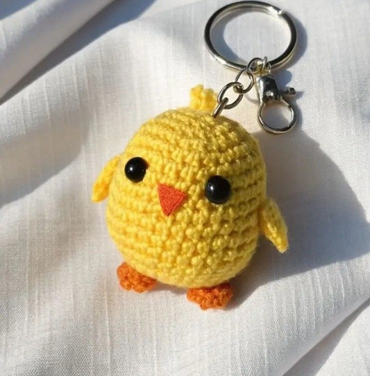 Handmade Crochet Chick Keychain – Cute & Colorful Key Holder and Bag Charm