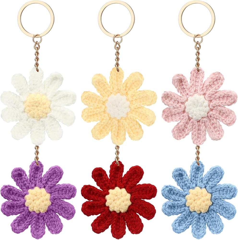 6 Pcs Cute Daisy Keychain