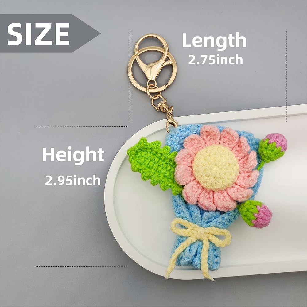 Women Handmade crochet Cute Flower Keychain