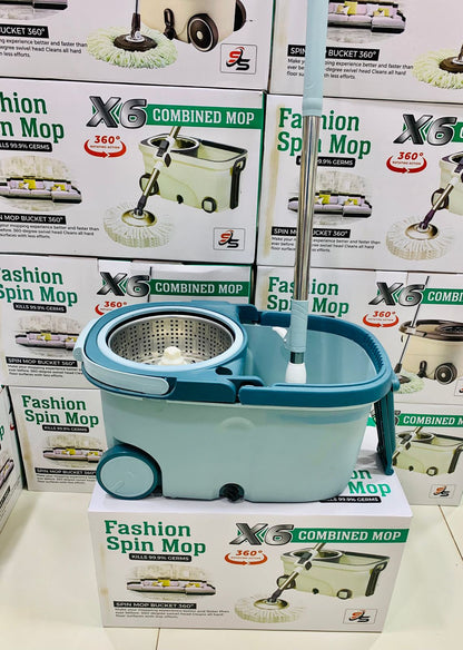 Rotary spin mop automatic dehydration with 2 Wheels