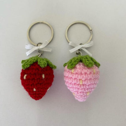 Handmade Crochet Strawberry Keychain – Cute & Colorful Key Holder and Bag Charm